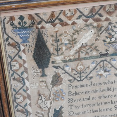 Lot 3 - A George IV pictorial sampler, worked by Mary...
