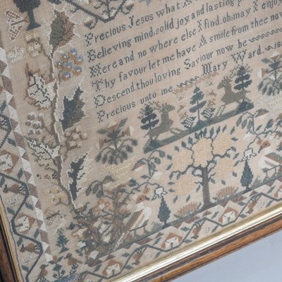Lot 3 - A George IV pictorial sampler, worked by Mary...