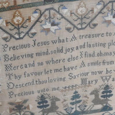 Lot 3 - A George IV pictorial sampler, worked by Mary...