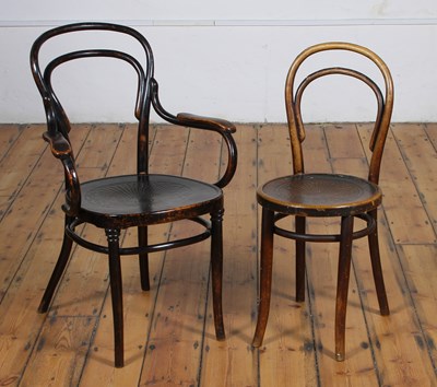 Lot 487 - A Thonet style bentwood café chair, bearing a...