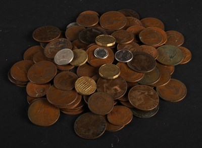 Lot 383 - A quantity of bronze coins, mostly pennies,...