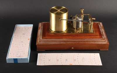 Lot 306 - A vintage mahogany cased brass barograph,...