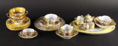 Lot 286 - A collection of Dresden yellow porcelain teawares
