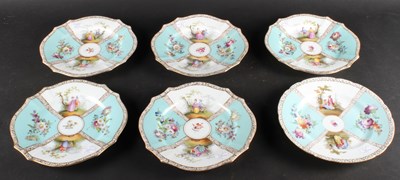 Lot 346 - A set of six Dresden pale blue porcelain plates