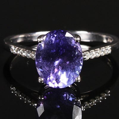 Lot 79 - An 18 carat white gold tanzanite single stone...