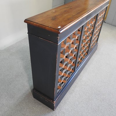 Lot 42 - A hand made oak and painted wine rack, to hold...
