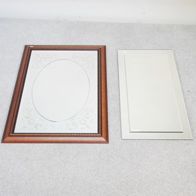 Lot 464 - A modern etched wall mirror, 89 x 62cm,...