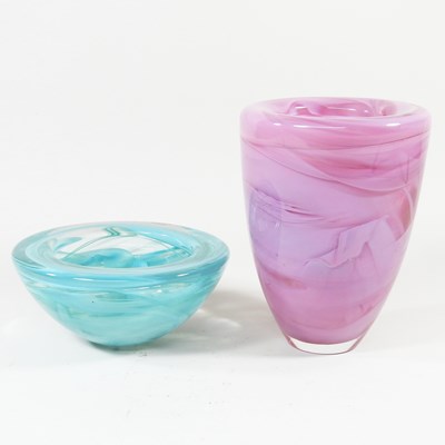 Lot 40 - A Swedish Kosta Boda pink glass vase, with...