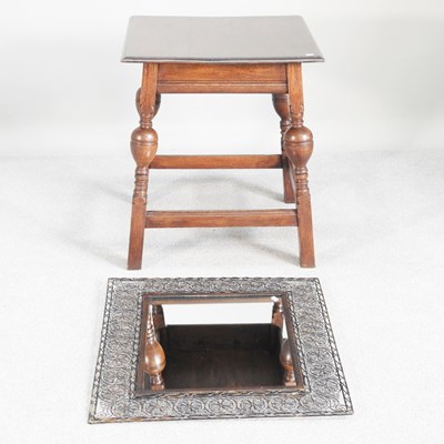Lot 437 - An oak occasional table, 60cm wide, together...