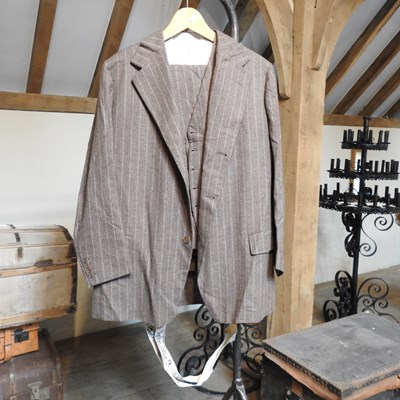 Lot 156 - A 1940's brown pinstripe woollen three piece suit