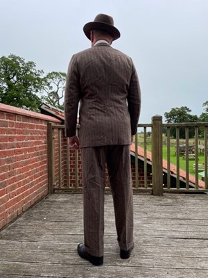 Lot 156 - A 1940's brown pinstripe woollen three piece suit
