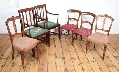 Lot 522 - Three pairs of Victorian and later upholstered...