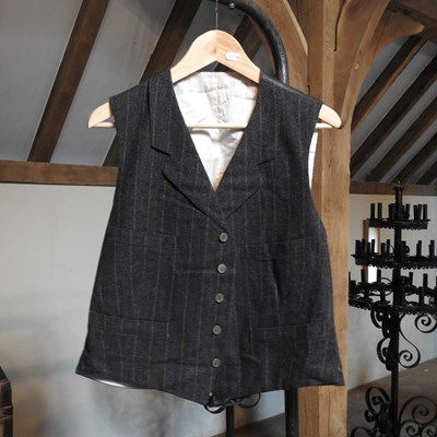 Lot 166 - A 1930's grey woollen wide pinstripe waistcoat