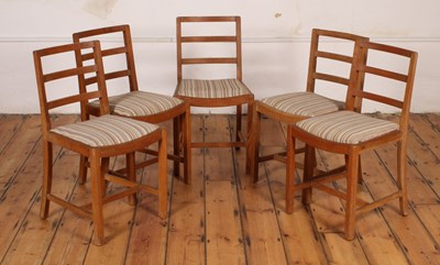 Lot 483 - A set of five early 20th century oak ladder...