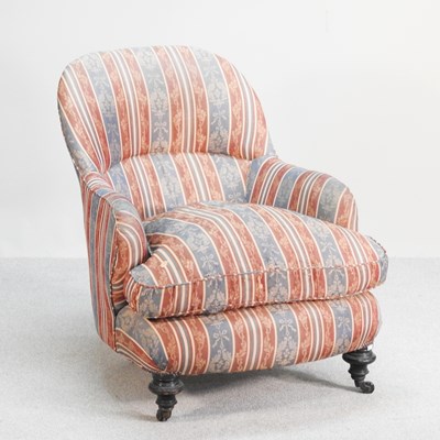 Lot 250 - A Victorian upholstered tub shaped armchair,...