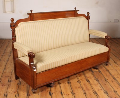 Lot 476 - A 19th century mahogany settee, having storage...