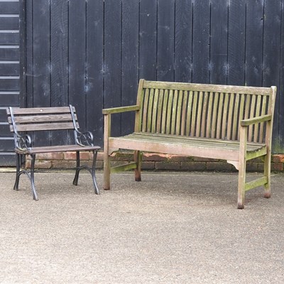 Lot 334 - A wooden slatted garden bench