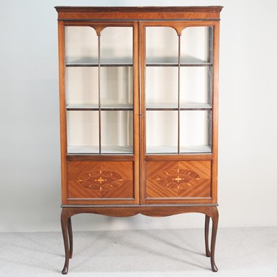 Lot 229 - An Edwardian inlaid astragal glazed display...