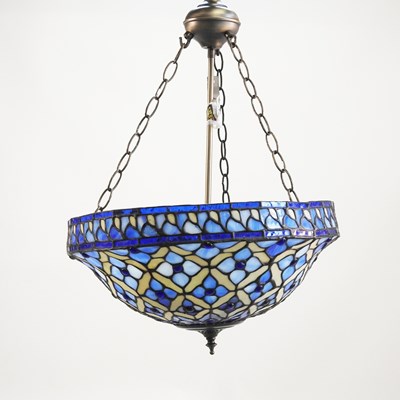 Lot 303 - A Tiffany style leaded ceiling light, 42cm...