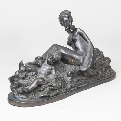 Lot 55 - A large bronze figure group, of a classical...