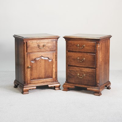 Lot 211 - An oak bedside cabinet, together with a...