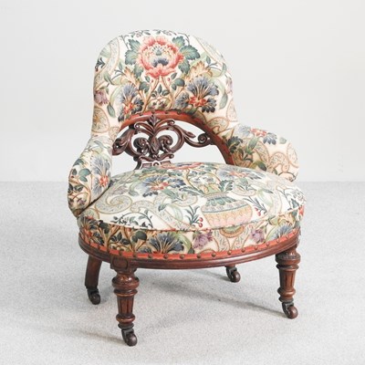 Lot 502 - A Victorian carved walnut and floral...