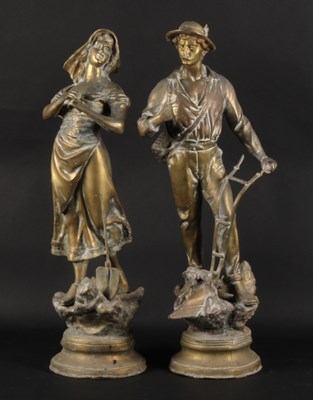 Lot 115 - A pair of French brass figures, depicting a...