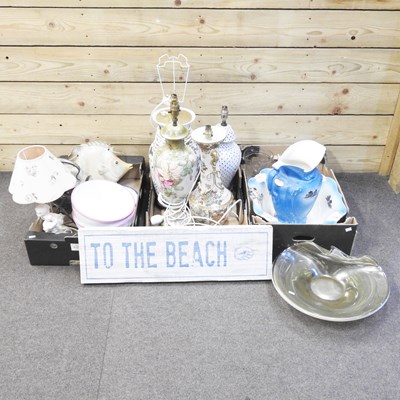 Lot 411 - A Satsuma table lamp, 41cm high, together with...