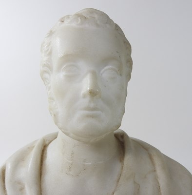 Lot 108 - A carved marble portrait bust of a gentleman