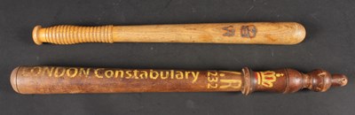 Lot 828 - A police truncheon, branded with VR cypher,...