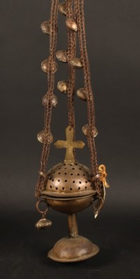 Lot 537 - An Orthodox brass thurible, of hanging form...