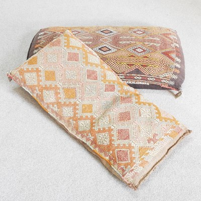 Lot 218 - A kilim cushion, 100 x 55cm, together with...