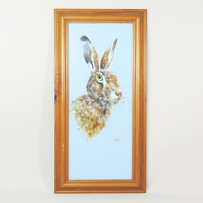Lot 476 - Ryan, contemporary, head of a hare, signed,...