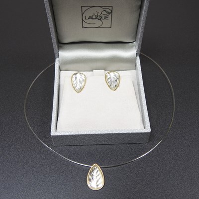Lot 188 - A pair of Lalique Heliconia crystal and gilt...