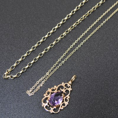 Lot 132 - A 9 carat gold and gem set pendant necklace,...