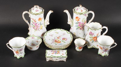 Lot 186 - A Dresden green and floral decorated...