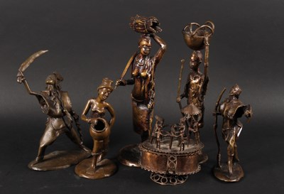 Lot 119 - A collection of Benin bronze figures