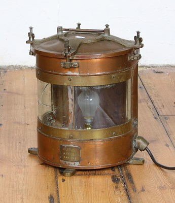 Lot 726 - A copper ship's masthead electric lamp, dated...