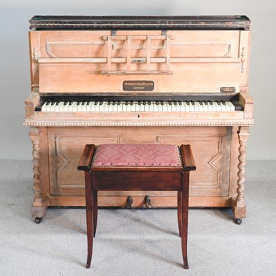 Lot 147 - A small 1920s oak cased upright piano, by...