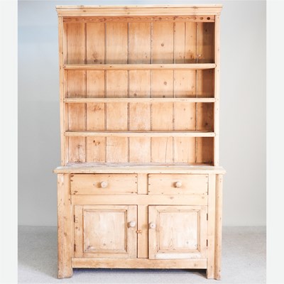 Lot 193 - A 19th century Irish stripped pine dresser,...