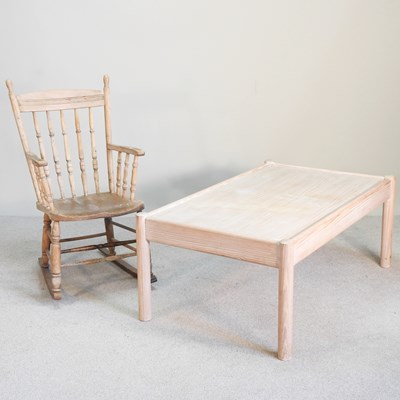 Lot 368 - A stripped pine coffee table, together with an...