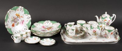 Lot 177 - A continental porcelain tea service, floral...