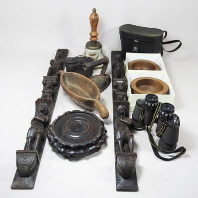 Lot 220 - A pair of 19th century carved oak carvings,...