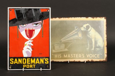 Lot 598 - An enamel on metal sign, inscribed Sandeman's...