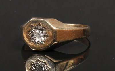 Lot 32 - A 9 carat yellow gold illusion set diamond...