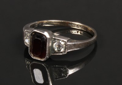 Lot 71 - A 9 carat garnet dress ring, size K, 2g