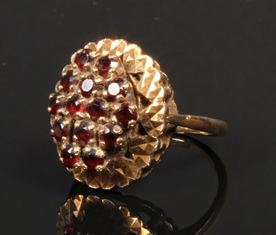 Lot 55 - A 9 carat garnet dress ring, size K, 5.2g