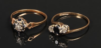 Lot 52 - Two 9 carat sapphire and diamond dress rings,...