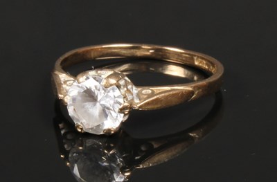 Lot 62 - A 9 carat white solitaire ring, probably CZ,...