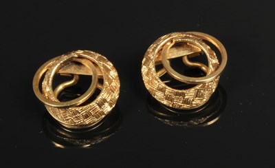 Lot 53 - A pair of 9 carat yellow gold geometric...